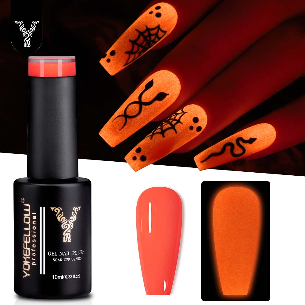 Nail Art Orange - YOKEFELLOW 글로우 인 더 다크 젤