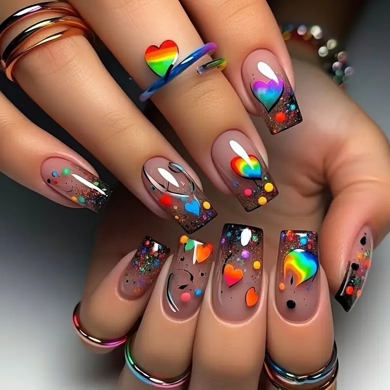 Nail Art Press On - 24개입 누드 프레스온 네일 짧은 스퀘어