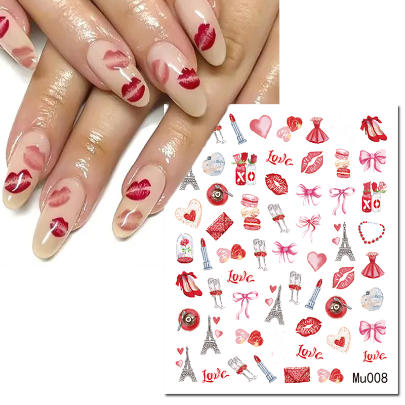 Nail Art Valentines Day - 3d 네일 아트 슬라이더 스티커 발렌타인