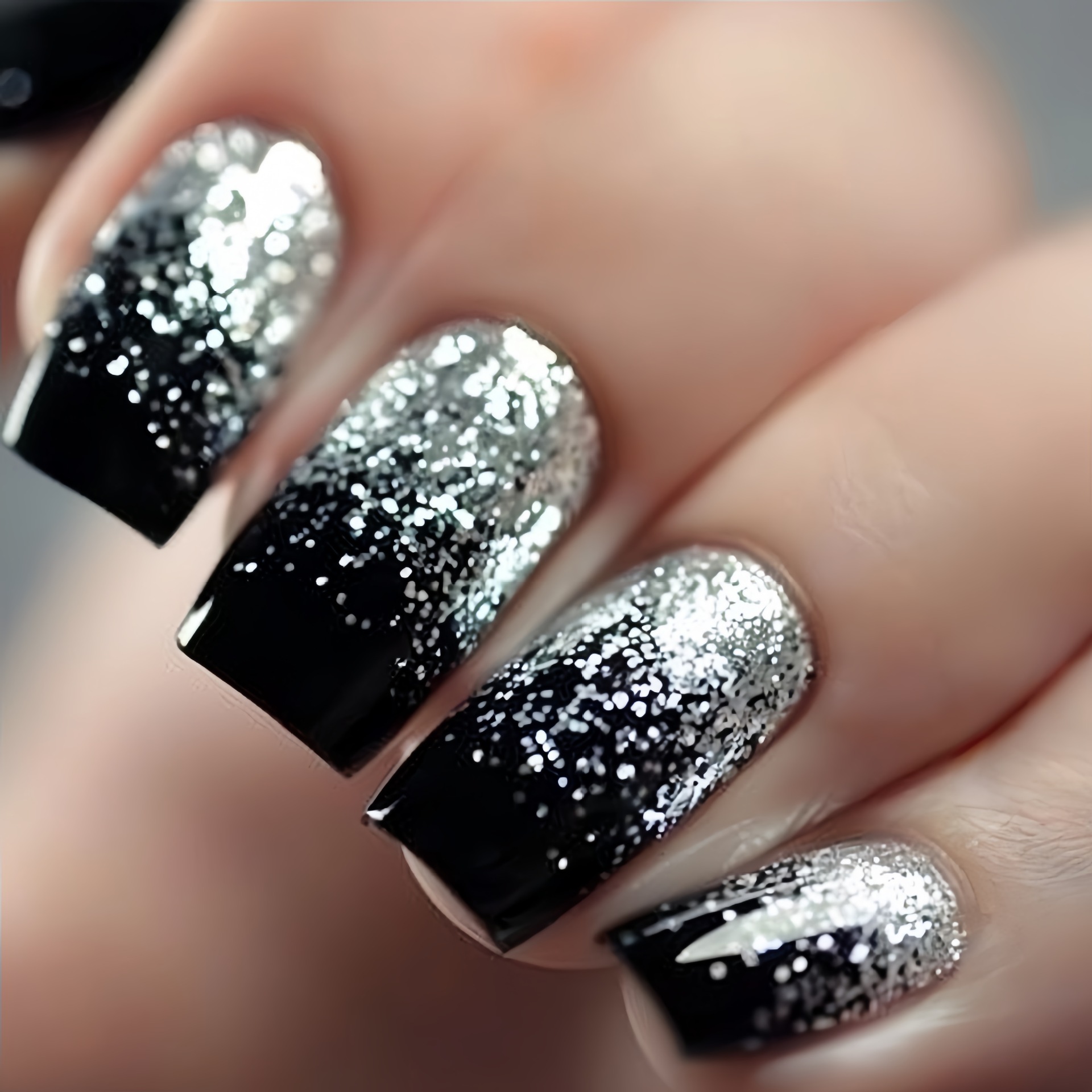 Nail Art Press On - 짧은 중간 길이의 가짜 손톱 그라데이션