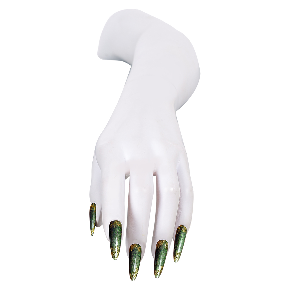 반짝이는 금색 악센트가 있는 녹색 프레스온 네일 가짜  - Nail Art Press On 리뷰 및 가격