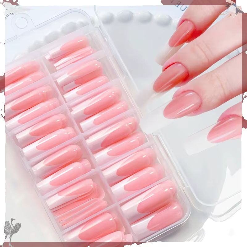 120개 광택 핑크 프렌치 프레스온 네일 롱 스퀘어 1 - Nail Art Press On 리뷰 및 가격