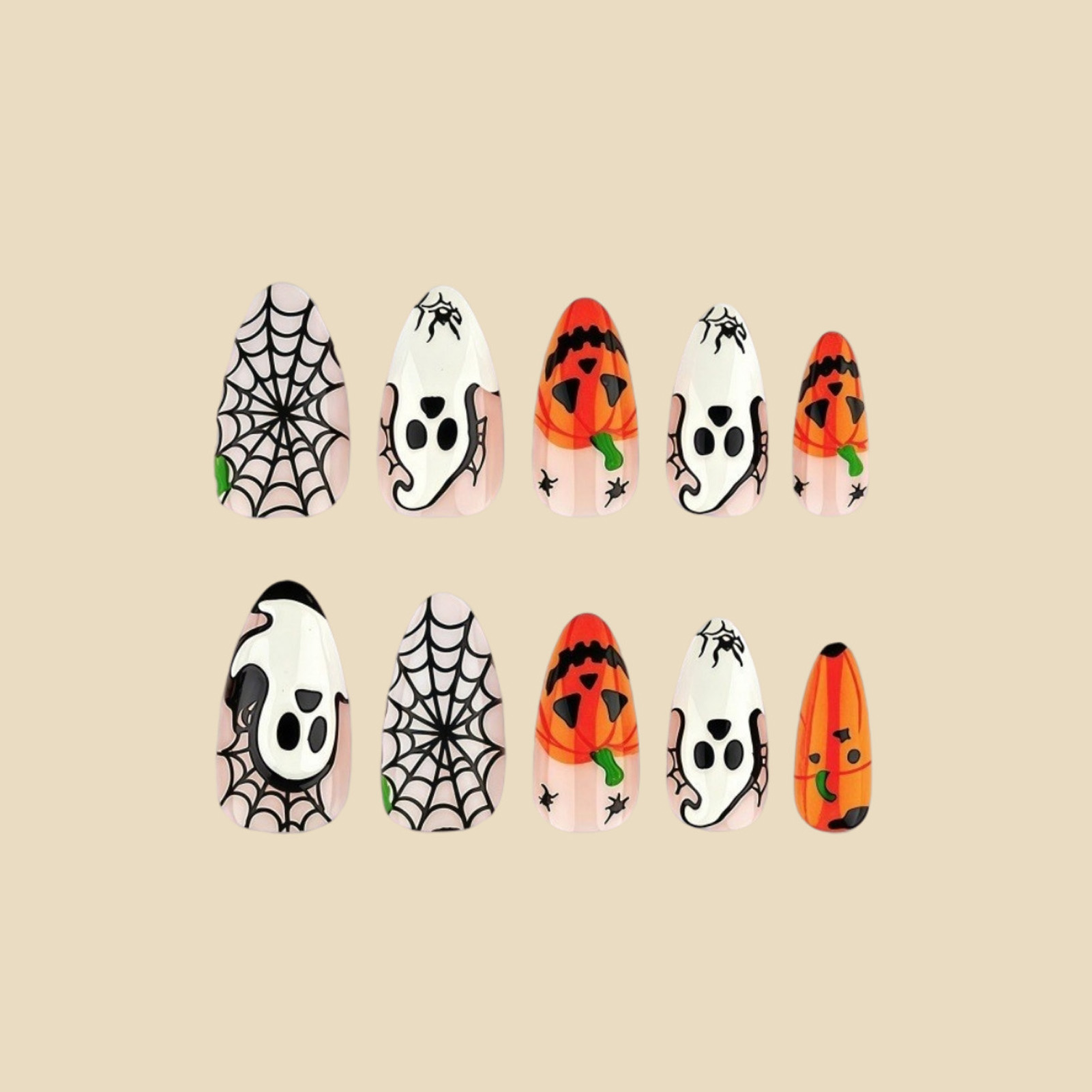 24개 할로윈 프레스온 네일 고스트 호박 거미줄 박쥐  - Nail Art Press On 리뷰 및 가격