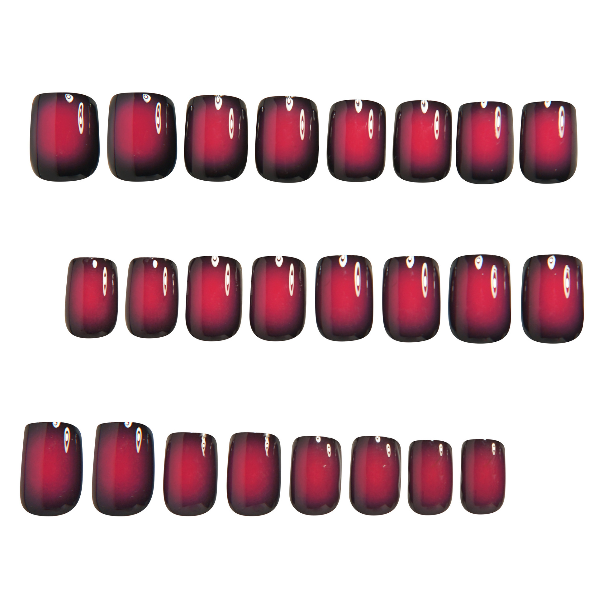 여성용 짧은 사각형 가짜 손톱 그라데이션 블랙 레드 로 - Nail Art Pink 리뷰 및 가격