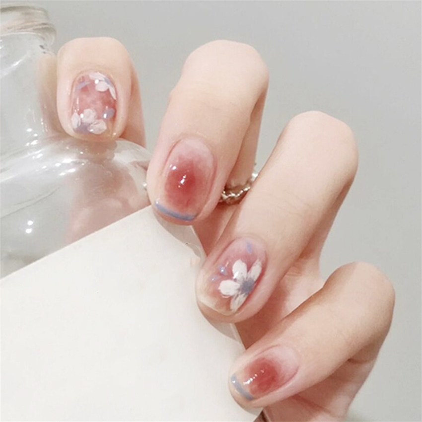 24개/세트 그린 격자무늬 아크릴 가짜 손톱 짧은 프리 - Nail Art Pink 리뷰 및 가격