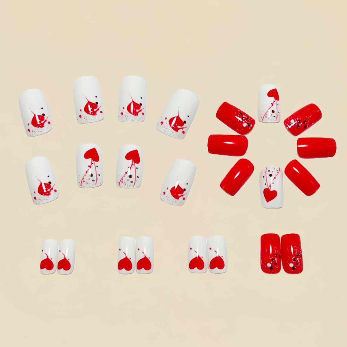 여성 소녀용 발렌타인데이용 그라데이션 레드 핑크 하트  - Nail Art Pink 리뷰 및 가격