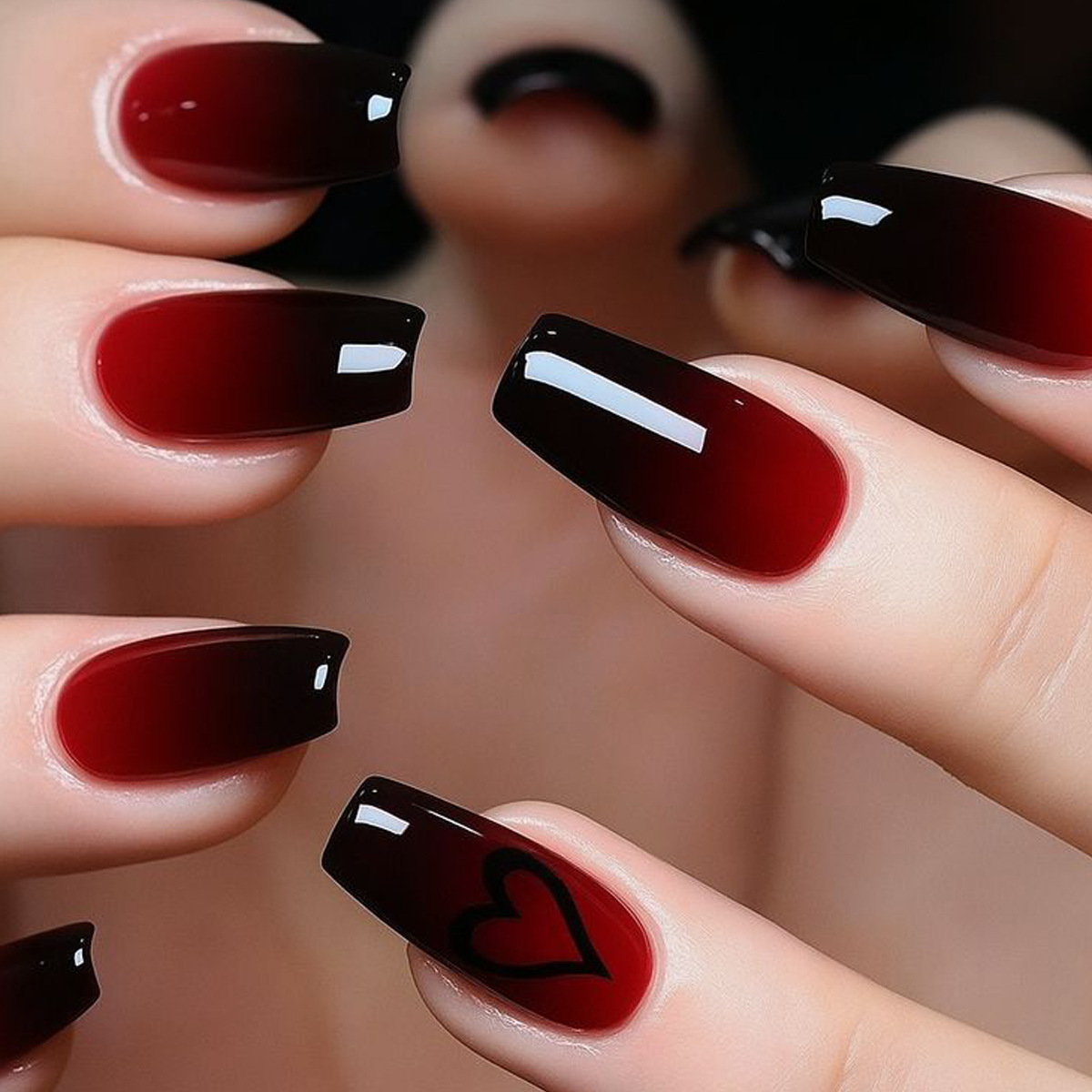 여성 소녀용 발렌타인데이용 그라데이션 레드 핑크 하트  - Nail Art Pink 리뷰 및 가격