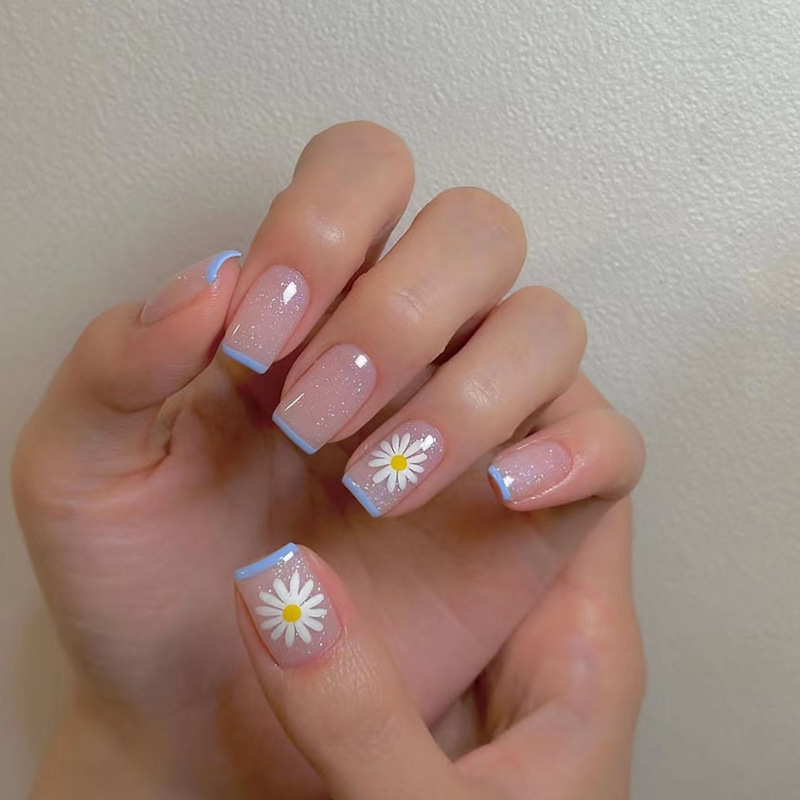 24개/세트 여성용 짧은 인조 손톱, 프렌치 누드 스퀘 - Nail Art Press On 리뷰 및 가격