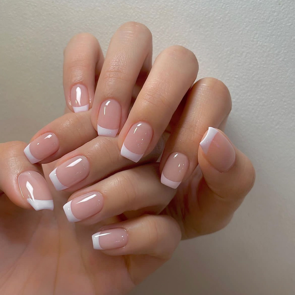 24개/세트 여성용 짧은 인조 손톱, 프렌치 누드 스퀘 - Nail Art Press On 리뷰 및 가격