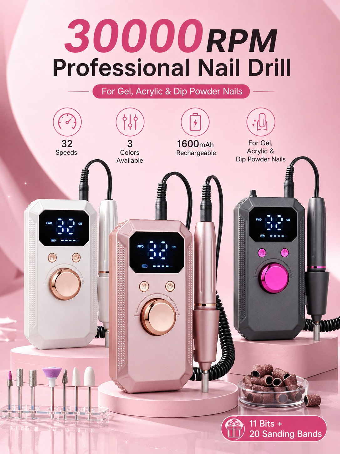 전문가용 무선 전기 네일 드릴, 충전식 휴대용 아크릴  - Nail Drill Machine 리뷰 및 가격